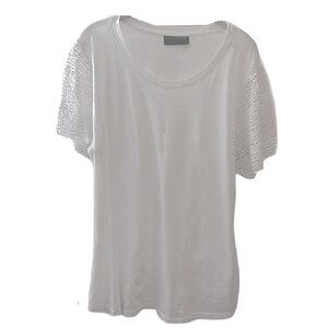Lane Bryant T-shirt with crocheted sleeves